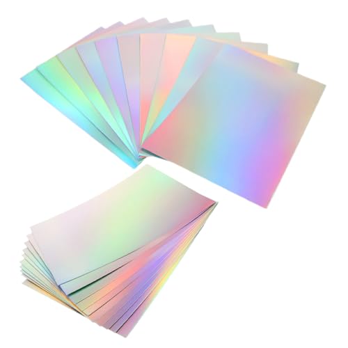 jojofuny 20 Blatt Holografischer Metallic Karton Mehrfarbiges Bastelpapier für Einladungen und Scrapbooking Langlebig Leicht zu Schneiden und Falten Vielseitig für Diy Projekte von jojofuny