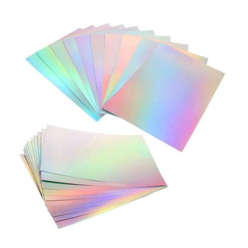 jojofuny 20 Blatt Metallic Holografischer Karton Farbiger Regenbogen Fotokarton für Scrapbooking Basteln Diy Projekte Glänzendes Flexibles Design mit Langlebiger Oberfläche von jojofuny