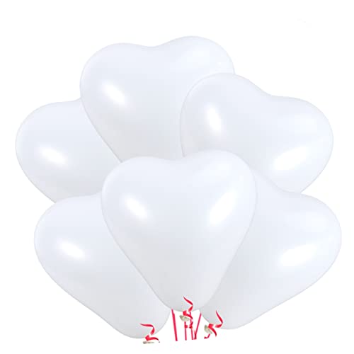 jojofuny 20 10 Dekorationsballon für Hochzeitsfeiern Babyparty-Herzballons weißer Ballon weiße Latexballons dekorativer Partyballon Herzförmig schmücken Hochzeitsbedarf von jojofuny