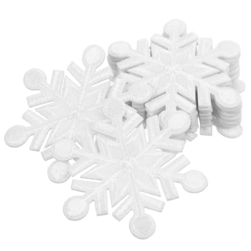 jojofuny 20 Stück Dekorative Aufnäher Schneeflocke Aufbügeln Schneeflocken-strassdekorationen Schneeflockenflecken Eisenflecken Weihnachts-chenille-aufnäher Diy -harz -patch Weiß Stoff von jojofuny