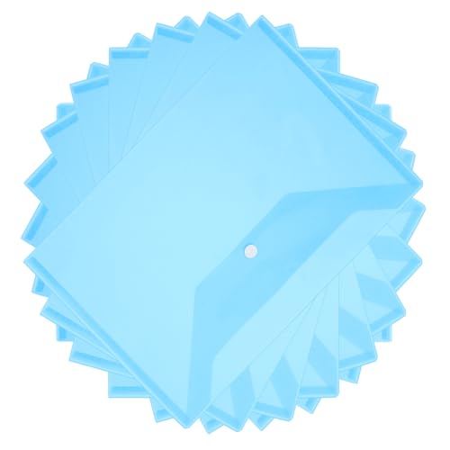 jojofuny 20 Stück Dokumententasche mit Schnappverschluss Dokumentenmappe mit Verschluss Plastikumschlag für Dokumente Kunststoffhüllen mit Schnappverschluss Snap-Ordner Blue von jojofuny
