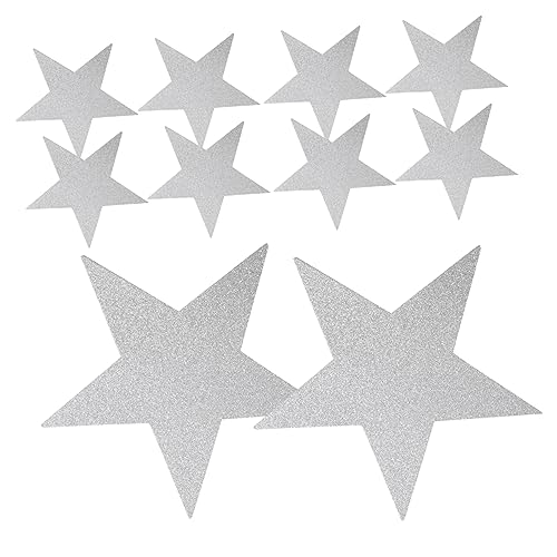 jojofuny 20 Stück Fünfzackiger Stern Aus Papier Sammelalbum Dekorationspapier Papierausschnitte Handwerk Bunte Ausschnitte Klassenzimmer Form Papier Geschnitten Wand Malenpapier Silber von jojofuny