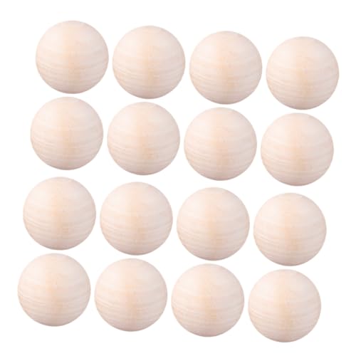 jojofuny 20 Stück Hemu-holzkugel Unvollendet Ball Kunst Loch Machen Weihnachten Bauernhaus Dekoration Klein Dekorativ Diy Weihnachts-bastelperle Kugeln Lieferungen Runden Schmuck Lotusbaum von jojofuny