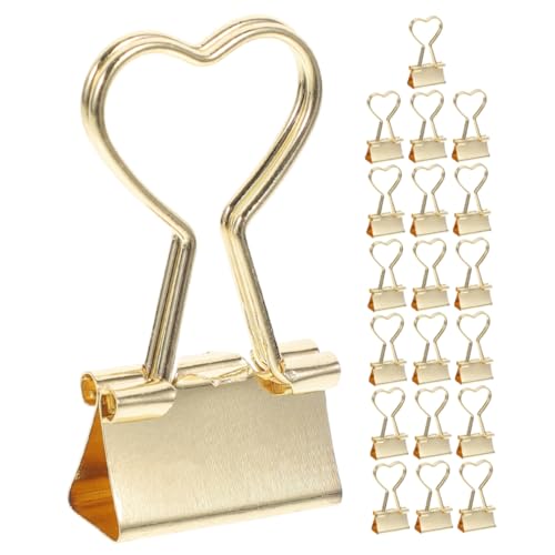 jojofuny 20 Stück Herzform Büroklammern Dekorative Binder Clips aus Robustem Metall für Dokumente Journaling und Organisation im Büro und Zuhause von jojofuny