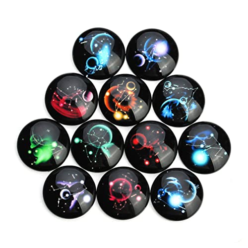jojofuny 20 Stück Mixed Color Aufkleber Cabochons mit Muster für Diy Schmuckherstellung Flachrückige Glaskuppeln für Bastelprojekte von jojofuny
