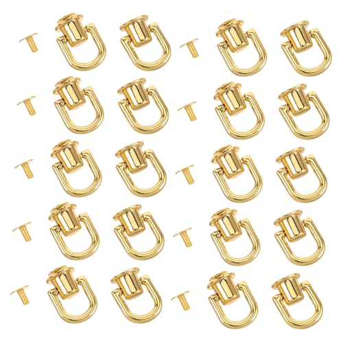 jojofuny 20 Stück Ohrschnalle Heben D Ringbolzenschraube Stiftschraube Geldbörse Riemen Hardware Kette Zur Schmuckherstellung D-ringbolzennieten Schraubnieten Aus Leder Zinklegierung Golden von jojofuny
