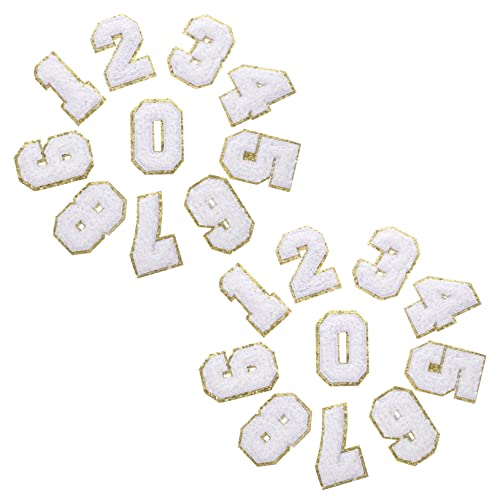 jojofuny 20 Stück Teiliges Bestickter Zahlen Applikationen Weiß Dekorative Aufnäher zum Aufbügeln für Kleidung Rucksäcke Diy Vielseitige Zahlen Patches für Jacken Shirts Hosen von jojofuny