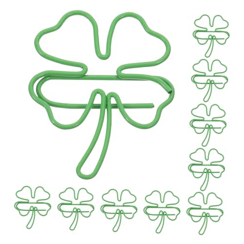 jojofuny 20 Stück Teiliges Büroklammern mit Vierblättrigem Kleeblatt Grüne Shamrock Papierclips Dekorative Lesezeichen für Irische Festtage Vielseitig für Dokumente Notizen Fotos Büro und von jojofuny