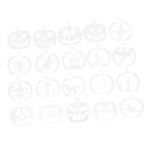 jojofuny 20 Stück Teiliges Halloween Kürbis Schablonen aus Langlebigem Pet Wiederverwendbar und Leicht zu Reinigen für Leinwandmalerei DIY Bastelprojekte und Halloween Deko Wänden Möbeln von jojofuny