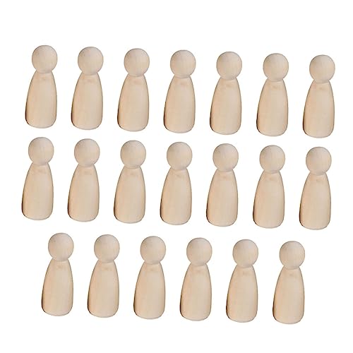 jojofuny 20 Stück Teiliges Kleine Holzfiguren Puppen zum Bemalen Mädchenform Unbemalte DIY Holzspielzeug für Kreative Bastelprojekte Natürliche Holzdekoration von jojofuny
