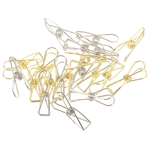 jojofuny 20 Stück Teiliges Set Binder Clips Büroklammern für Dokumente Fixierung Aufbewahrung von Unterlagen für Schule Büro und Zuhause Kleine Goldene und Silberne Clips von jojofuny