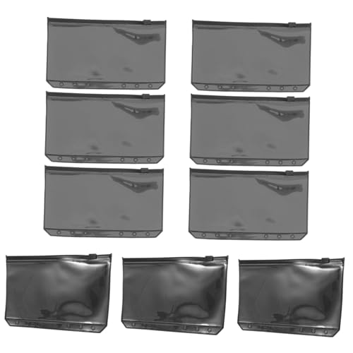 jojofuny 20 Stück a6 Reißverschlusstasche Dokumenttasche Taschenordner Datei 6-Loch-Ordner Beutel zum Organisieren extra dicke Aufbewahrungstasche Notebooktasche PVC Black von jojofuny