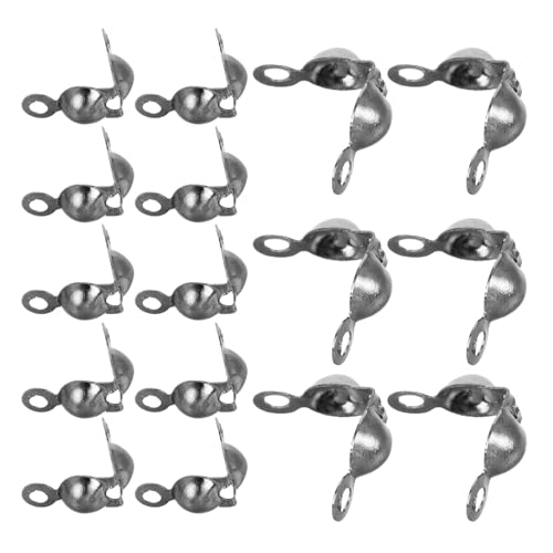jojofuny 200 Stück Crimpperlen Eisen für Schmuckherstellung Doppelkopf Quetschperlen Knotenschutz Bead Caps und Zubehör für DIY Armbänder Schwarz Packung von jojofuny