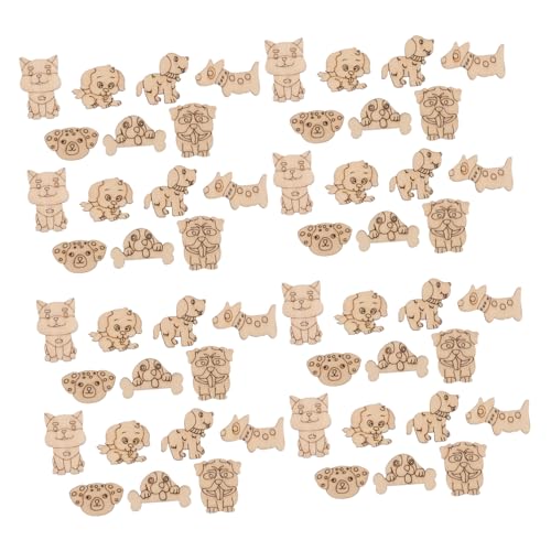 jojofuny 200 Stück Holz Tiere Formen zum Bemalen Unlackiert Katzen Hunde Holzscheiben DIY Basteln Handwerk Dekoration Halloween Weihnachtsornamente von jojofuny