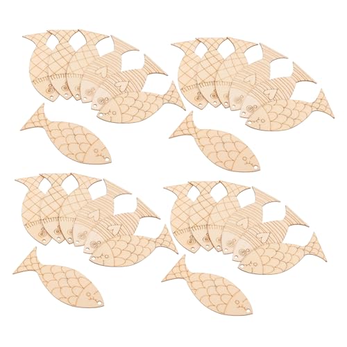 jojofuny 200 Stück Holzfische Zum Aufhängen An Der Wand Dekoration Für Küsten Und Strandthemen Fischskulpturen Im Mediterranen Stil Rustikales Nautisches Angelornament DIY Bemalbares von jojofuny