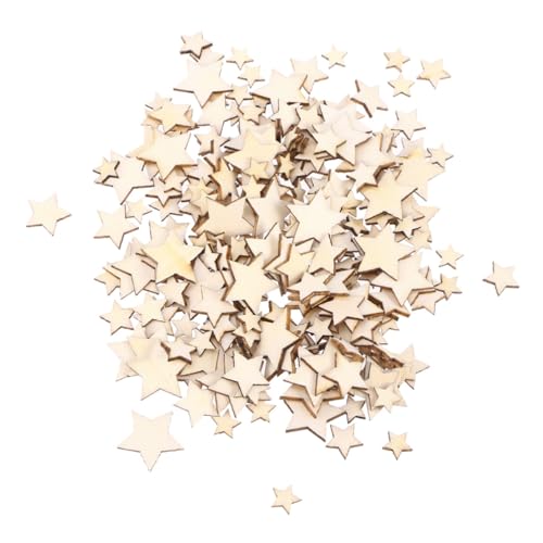 jojofuny 200 Stück Holzsterne in Naturfarbene Holzornamente für DIY Handwerk Hochzeitstischdeko Weihnachtsdeko Glatte Oberfläche Langlebig und Vielseitig Einsetzbar von jojofuny