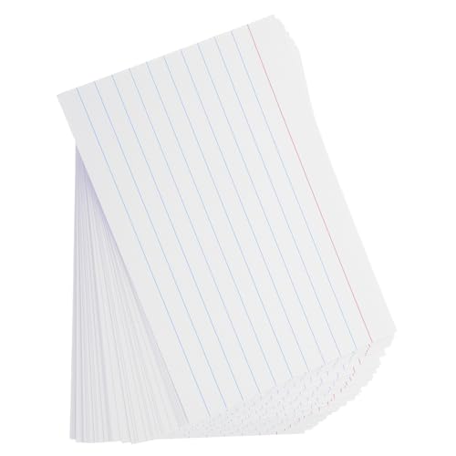 jojofuny 200 Stück Liniertes Indexkarten Querformat Weiß mit Rot Blauer Linie Dickes Papier für Schule Büro Organisation Vielseitig für Lernkarten Notizen Prüfungen Präsentationen von jojofuny
