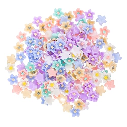 jojofuny 200 Stücke Kleiner Blumen Harz Anhänger für Selbstgemacht Handyhüllen Haarschmuck und Dekoration Zartes Design Bunt für Bastelprojekte von jojofuny
