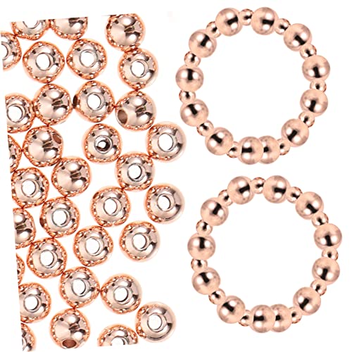 jojofuny 200 Stück Roségold Kupfer Spacer Perlen Nahtlose Runde DIY Schmuckperlen Leicht Auffädelbar für Armbänder Halsketten und Bastelprojekte von jojofuny