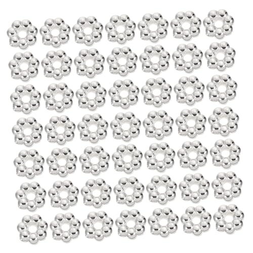 jojofuny 2000 Stück Teiliges Blumenförmige Abs Kunststoffperlen für Schmuckherstellung Delikate DIY Bastelperlen für Armbänder Halsketten Silberfarbene Langlebige Schmuckzubehör von jojofuny