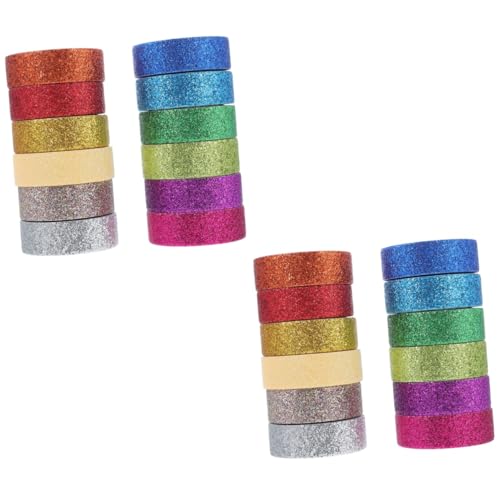 jojofuny 24 Rollen Bunte Glitzer Washi Tape Dekoratives Diy Klebeband aus Hochwertigem Papier Vielseitig Verwendbar für Geschenkverpackung Scrapbooking Planer und Kreative Bastelprojekte von jojofuny