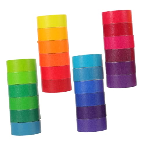jojofuny 24 Rollen Milchband Basteln Streifen Scrapbooking bemaltes Zierband Sammelalbum Scrapbook-Bänder Bastelband bedruckte Klebebänder Planer liefert Japanisches Papier von jojofuny