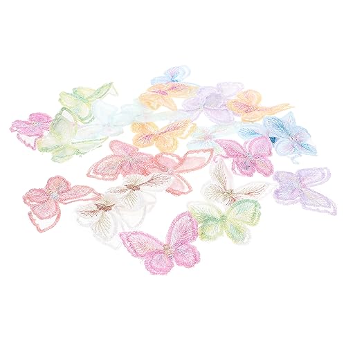 jojofuny 24 Stück Schmetterling Applikationen für Haarschmuck Bunte Stickerei Patches für Diy Dekorationen für Haarclips und Accessoires von jojofuny