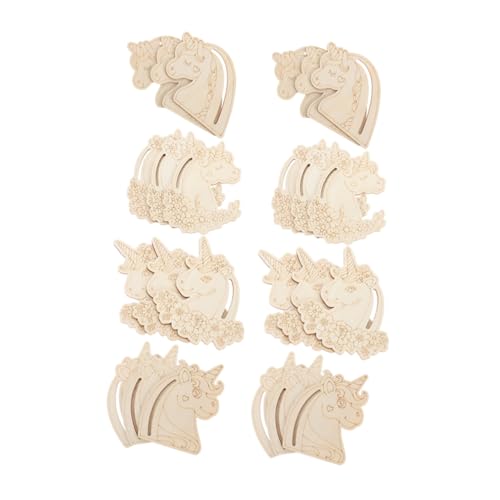 jojofuny 24 Stück Teiliges DIY Holzset mit Einhorn motiven Unbehandelte Holzfiguren zum Bemalen Natürliche Holzanhänger für Kreative Bastelprojekte für Geschenke Deko und Handwerk von jojofuny