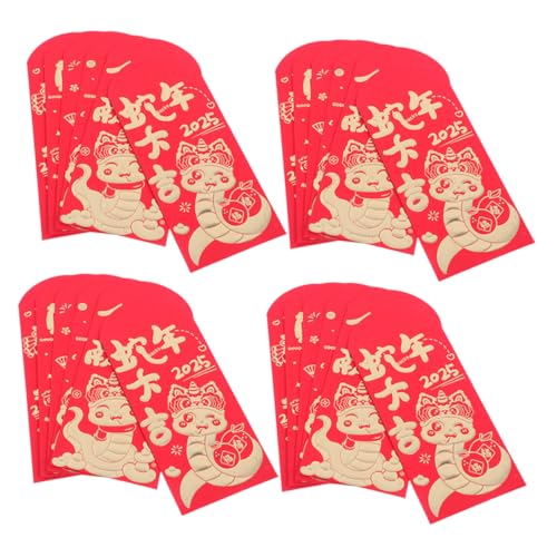 jojofuny 24 Stück rote Umschlagtasche vietnamesische rote Umschläge chinesische neujahrsgrußkarte Rote Umschläge für Bargeld Hong Bao süß Hongbao-Schlange Papier von jojofuny