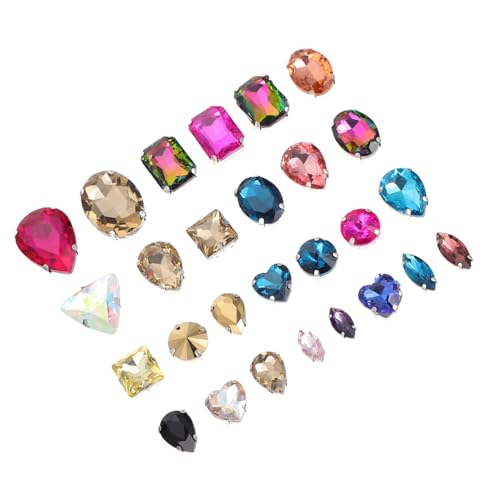 jojofuny 25 Stück Teiliges Glas Strasssteine mit Gold und Silberkrallen zum Aufnähen Vielseitige Diy Bekleidungs und Taschen Deko Langlebige Handarbeits Zubehör für Mode und Heimtextilien von jojofuny