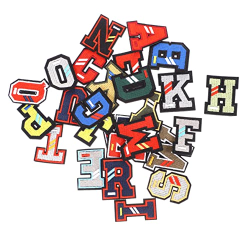jojofuny 26 Stück Teiliges Buchstaben Aufbügel Patch Set Bestickte Flexible Diy Applikationen mit Kleberückseite Vielseitig für Rucksäcke Jacken Kleidung zur Reparatur und Dekoration von jojofuny