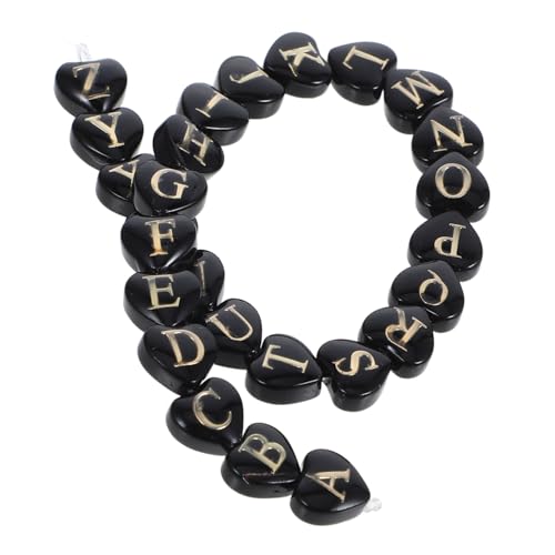 jojofuny 26 Stück erste Perlen Armbandperlen Halsketten Charms Armbänder Herz Brief familien Familienarmband Charme Teile Anhänger mit Buchstabenanhänger schwarze Glasur Black von jojofuny
