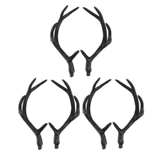 jojofuny 3 Paar Geweih Stirnband Diy Haaraccessoire für Halloween Party Kostüm Animal Headwear Cosplay Leichtes Langlebiges Plastik für Komfortables Tragen bei Themenfeiern von jojofuny