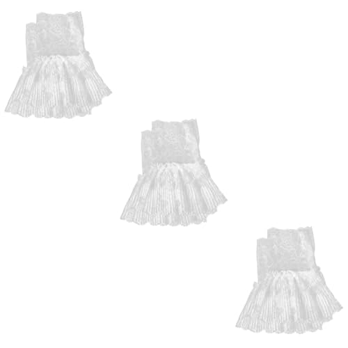 jojofuny 3 Paare Baumwollspitzendekoration Elegante Handgelenkmanschette Umhüllt Spitze Hochzeitskleid Braut Rüsche Frauen Kleiden Zubehör Ärmel Baumwolle Für Abnehmbar Weiß Chiffon von jojofuny