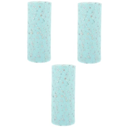 jojofuny 3 Rollen Dekoratives Tüllband Yards Glitzernde Tüllrolle mit Pailletten für Hochzeiten Partys und Diy Projekte für Bouquets und Dekorationen von jojofuny