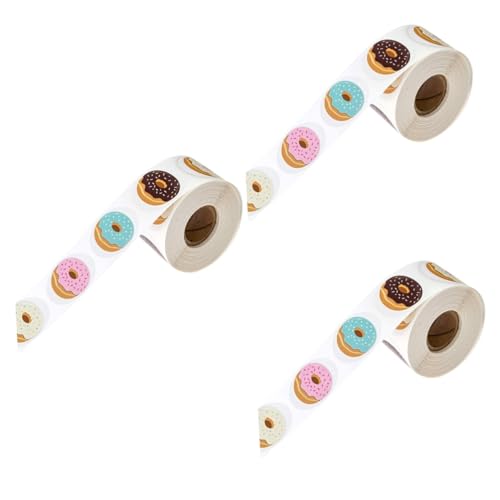 jojofuny 3 Rollen Donuts Design Selbstklebende Sticker für Diy Backverpackungen Etiketten für Partys und Bastelprojekte von jojofuny