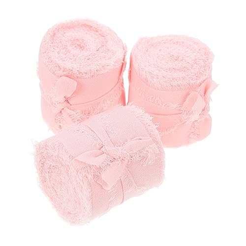 jojofuny 3 Rollen Fransenband für Hochzeiten Yards Dekoratives Geschenkband Rosa für Diy Einladungen und Blumenschmuck für Party und Hochzeitsdekoration von jojofuny