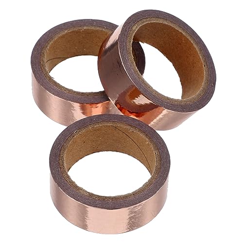 jojofuny 3 Rollen Goldfolienband Doppelseitig dekoratives Bastelband reflektierendes Band dekoratives Klebeband Notizbuch DIY Washi Tape Klebeband für die Dekoration Flüsterpapier Roségold von jojofuny