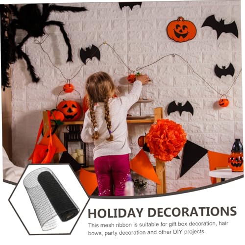 jojofuny 3 Rollen Halloween Dekoratives Mesh Band mit Metallic-folie Schwarz Vielseitiges DIY Bastelband für Kränze Geschenkverpackung und Festliche Dekoration Leicht Zuschneidbar und jojofuny 3 Rollen Halloween Dekoratives Mesh Band mit Metallic-folie Schwarz Vielseitiges DIY Bastelband für Kränze Geschenkverpackung und Festliche Dekoration Leicht Zuschneidbar und von jojofuny