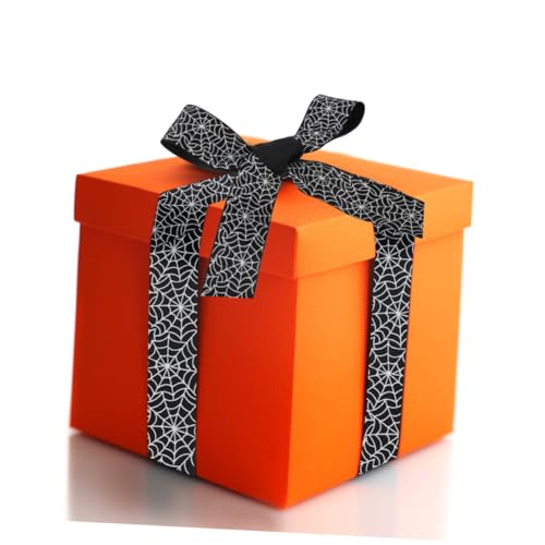 jojofuny 3 Rollen Halloween Geschenkband Grosgrainband Schwarz Orange Spinnennetz Muster Yards Polyester Deko Schleifenband für Party Dekoration und Bastelprojekte von jojofuny