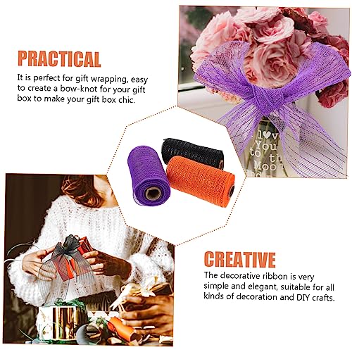 jojofuny 3 Rollen Halloween Mesh Ribbon aus Polyester Metallic Netzband Schwarz Dunkelviolett und Orange Vielseitig für Kranz und Diy Geschenkverpackungen Langlebig und Einfach Zuschneidbar jojofuny 3 Rollen Halloween Mesh Ribbon aus Polyester Metallic Netzband Schwarz Dunkelviolett und Orange Vielseitig für Kranz und Diy Geschenkverpackungen Langlebig und Einfach Zuschneidbar von jojofuny