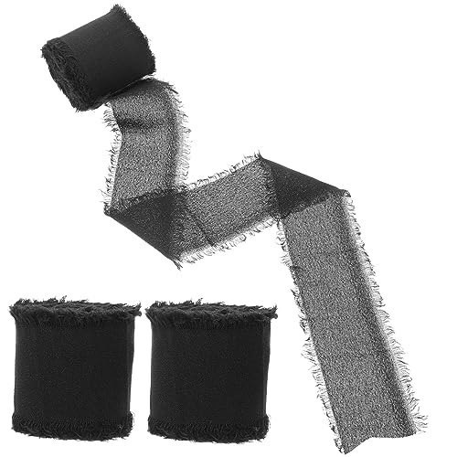 jojofuny 3 Rollen Hand zerlegtes Chiffonband festliches Band Blumenbänder Bulk-Band Schleifenzubehör Bänder für Blumensträuße Blumenbandbesatz Hochzeitsband Fransenbänder Polyester Schwarz jojofuny 3 Rollen Hand zerlegtes Chiffonband festliches Band Blumenbänder Bulk-Band Schleifenzubehör Bänder für Blumensträuße Blumenbandbesatz Hochzeitsband Fransenbänder Polyester Schwarz von jojofuny