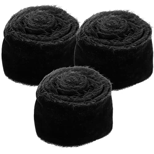 jojofuny 3 Rollen Handgerissene Fransenbänder Samt für Diy Dekoration Schwarze Ribbons zum Verpacken von Geschenken Hochzeitssträußen und Bastelprojekten pro Rolle jojofuny 3 Rollen Handgerissene Fransenbänder Samt für Diy Dekoration Schwarze Ribbons zum Verpacken von Geschenken Hochzeitssträußen und Bastelprojekten pro Rolle von jojofuny