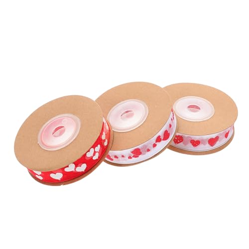 jojofuny 3 Rollen Jacquard Geschenkband mit Herzmotiv Weiches Dekoband für Valentinstag Partygeschenke Vielseitig für Geschenkverpackung und DIY Bastelarbeiten Langlebig und Stilvoll von jojofuny