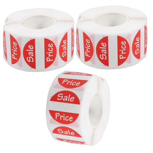 jojofuny 3 Rollen Labels Preisetiketten Selbstklebend für Einzelhandel Supermarkt Preisschilder Kompatibel für Manuelles und Thermodruck DIY Preisaufkleber von jojofuny