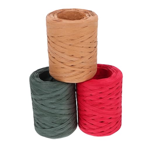 jojofuny 3 Rollen Raffia Geschenkband Natürlich Mattes Packband mit Weicher Textur für Hochzeit Geschenkverpackung und Basteln in Rot Grün Braun Vielseitig und Genug für Kreative Dekoration jojofuny 3 Rollen Raffia Geschenkband Natürlich Mattes Packband mit Weicher Textur für Hochzeit Geschenkverpackung und Basteln in Rot Grün Braun Vielseitig und Genug für Kreative Dekoration von jojofuny