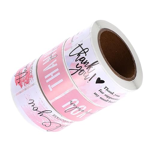 jojofuny 3 Rollen Selbstklebende Dankeschön Aufkleber Beschriftbare Etiketten für Verpackung und Diy Dekoration für Hochzeiten und von jojofuny