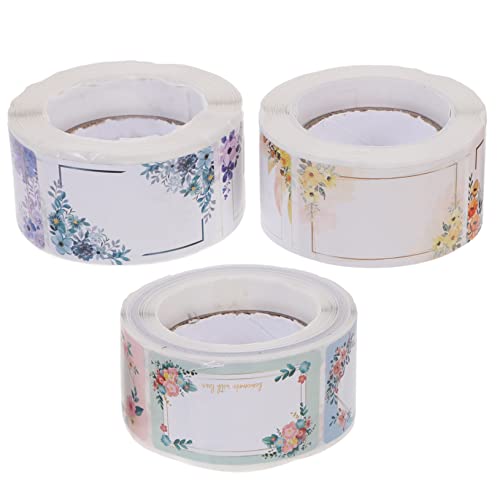 jojofuny 3 Rollen Selbstklebende Etiketten für Lebensmittel Praktische Flaschenaufkleber mit Blumen für Küche und Vorratslagerung pro Rolle von jojofuny