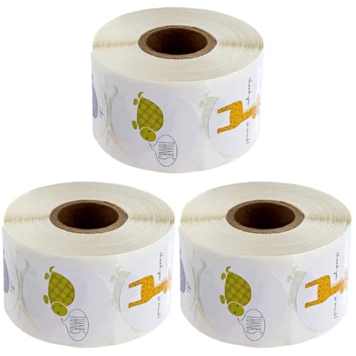 jojofuny 3 Rollen Selbstklebende Tier Dankeschön Aufkleber Dekorative Etiketten für Geschenktüten Backwaren und Partytüten jojofuny 3 Rollen Selbstklebende Tier Dankeschön Aufkleber Dekorative Etiketten für Geschenktüten Backwaren und Partytüten von jojofuny