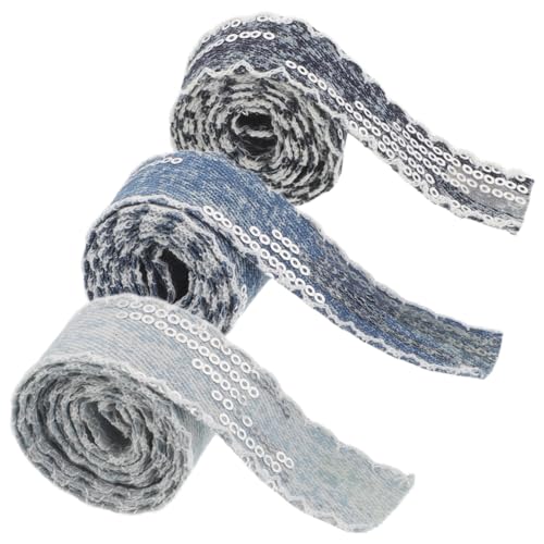 jojofuny 3 Rollen Sequin Denim Bortenband mit Kante Paillettenband für DIY Kleidung Kopfbänder Schleifen und Dekoration in Mittel Dunkelblau jojofuny 3 Rollen Sequin Denim Bortenband mit Kante Paillettenband für DIY Kleidung Kopfbänder Schleifen und Dekoration in Mittel Dunkelblau von jojofuny